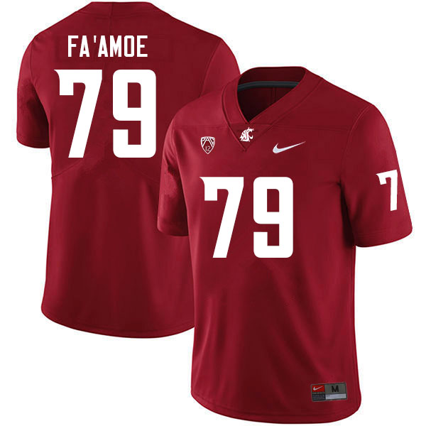 Men #79 Fa'alili Fa'amoe Washington State Cougars College Football Jerseys Sale-Crimson